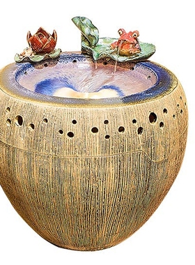 台湾陶瓷大型招财礼品流水摆件