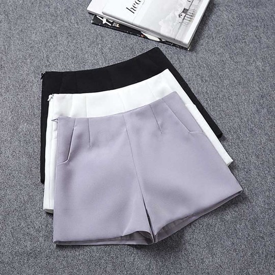 短裤女2025新款高腰外穿夏宽松显瘦休闲雪纺a字阔腿黑色西装短裤