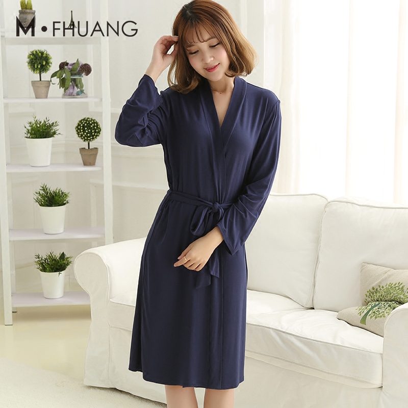 春秋情侣连体性感莫代尔纯棉男睡袍 美凤凰睡袍/浴袍