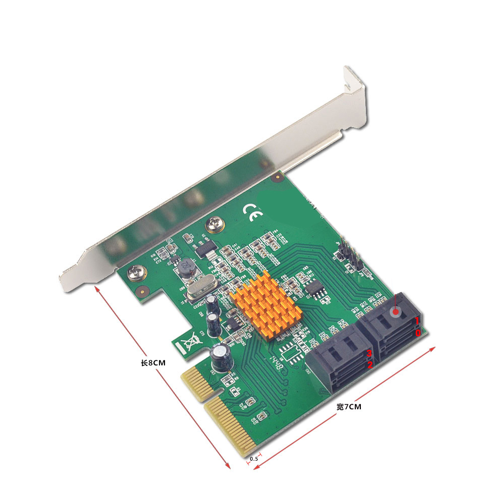 西霸FG-EST17A raid 磁盘阵列卡sata3 PCI-E转SATA3.0支持扩展卡4口sata阵列卡固态SSD机械硬盘RAID 0/1/10 - 图0