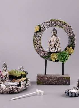 日式风枯山水禅修咖啡厅装饰品