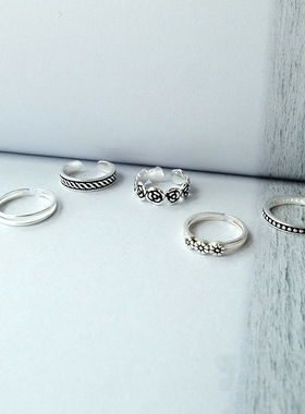 韩版s925纯银戒指女戒开口可调节