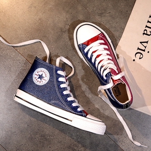 韩版原宿高帮帆布鞋