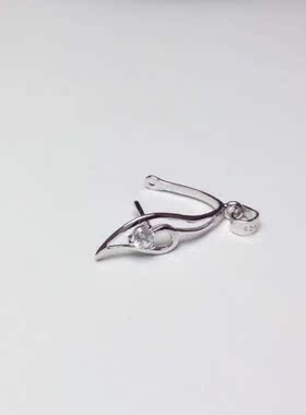 925银镀白金镶水钻 平安扣吊坠双用 单针 夹扣 厚度6针到顶9.5mm