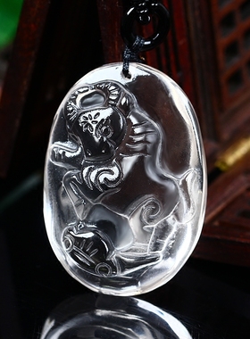 黄水晶白水晶灵牛钱纳宝吊坠吉祥物黄水晶白水晶吊坠牛型形项链