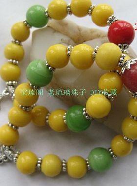 diy原创手工黄色琉璃珠子毛衣链