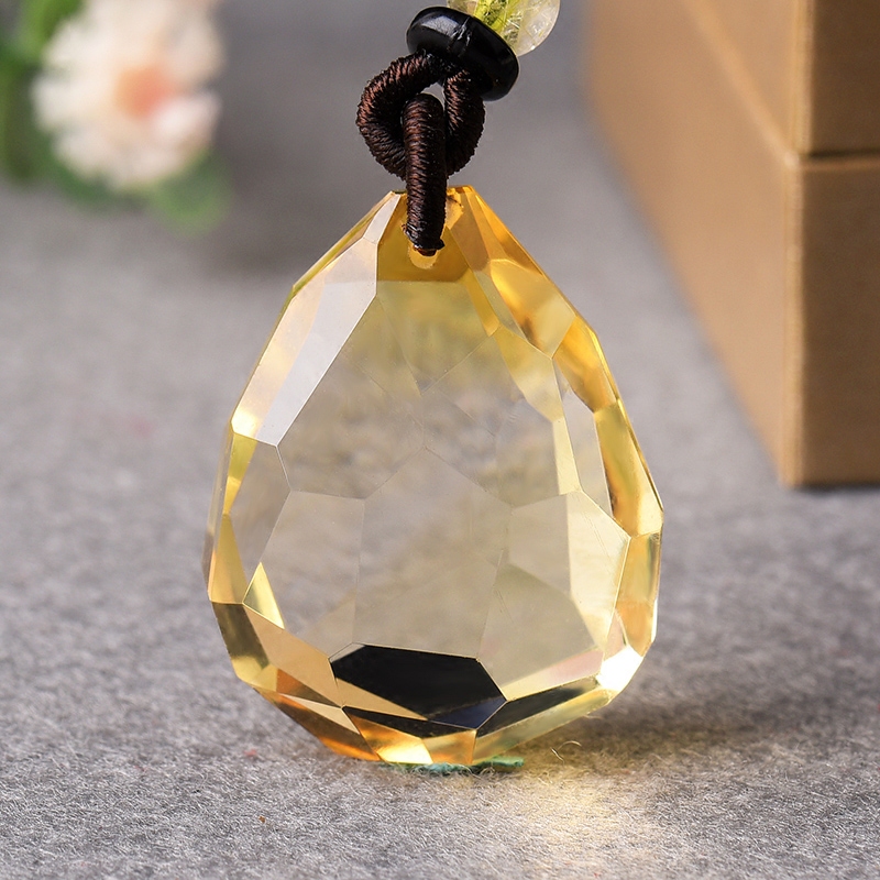 三缘证宝巴西黄水晶刻面女锁骨链 三缘证宝项坠/吊坠