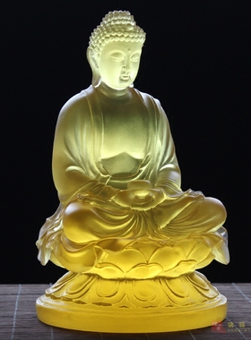 寺院供奉药师佛居家琉璃工艺品