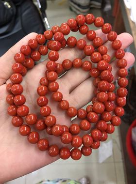 满肉柿子红佛珠手链无杂厂