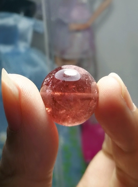 diy通透颗粒红碧玺大圆珠项链