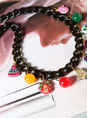 韩国进口圣诞帽子手套铃铛项链