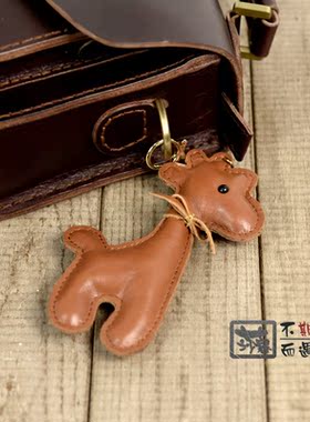 长颈鹿挂件头层牛皮动物造型