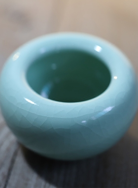 汝窑水盂青花调色碟文房四宝摆件