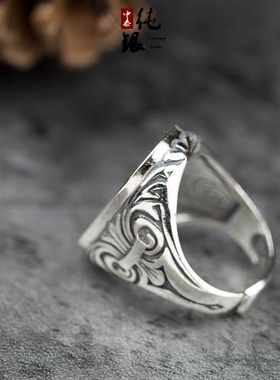 霸气风镶嵌复古琥珀蜜蜡戒指托