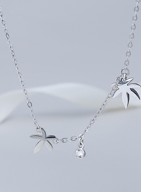 海盗船银饰 素银枫叶银手链女气质简约情侣手链韩版时尚