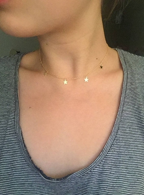 包金迷你五角星短款脖颈链新品