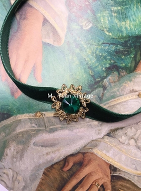 @梦媛家手作绑带式墨绿色项圈