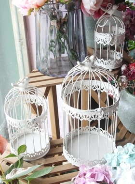 小鸟米色铁笼烤漆婚庆装饰多肉