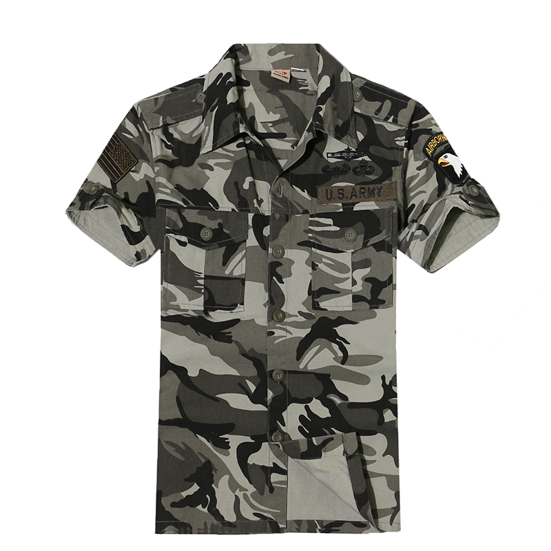 戶外軍迷用品迷彩服101空降師短袖襯衣情侶款襯衫現貨三色