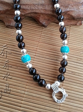 天然深色茶水晶毛衣项链S925泰银纯银泰国佛牌挂链可定制其他款式