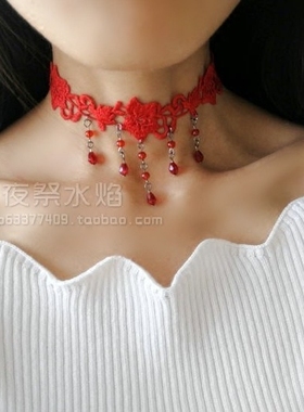 欧美蕾丝水晶敬酒服新娘头饰项链