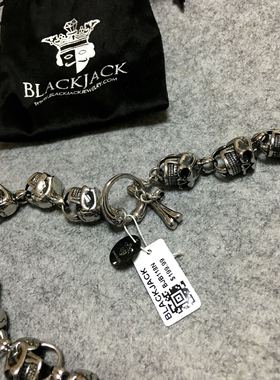 美国银色金属骷髅头手串粗项链