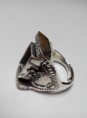 复古风格长方形马鞍男款戒指托