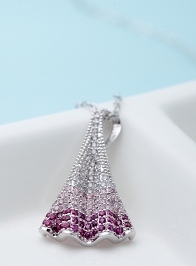 公主裙项链满钻微镶渐变色密镶