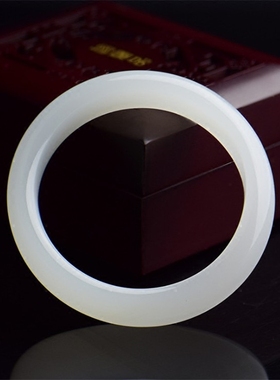 阿富汗玉手镯羊脂级白玉手镯女款玉器