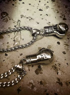 欧美运动健身拳击手套吊坠项链