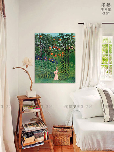 在异域丛林漫步的女子 Henri Rousseau 卢梭 装饰画 朴素艺术风格 - 图0