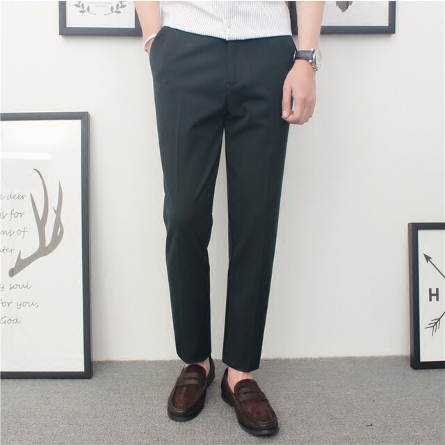Japanese retro gentleman slim fit casual trousers