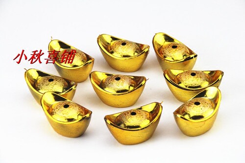 新年热销小金元宝子孙桶配件镀金塑料龙凤图案中国结乔迁结婚装饰 - 图2