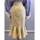 New Korean style 2025 solid color trend European station high waist lace slim hip ruffled skirt large size