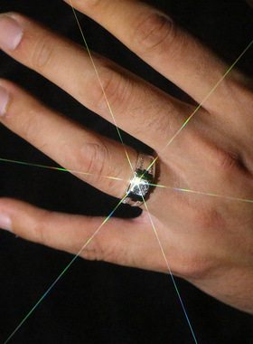 轻奢高级感活口可调节925纯银白金色仿真钻戒男款结婚戒指环时尚