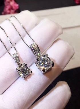 牛头款四爪项链莫桑石纯银镀白金