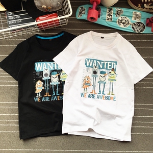 韩版情侣装宽松大码潮流纯棉半袖 