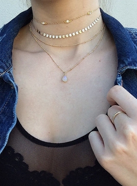 进口14k包金小金币链可调节颈链