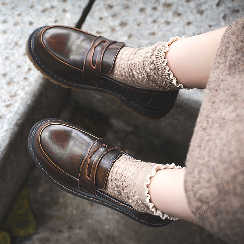 半岛の鞋屋半岛的鞋屋日系小皮鞋学院风JK鞋子中跟制服鞋英伦乐福鞋女一脚蹬1