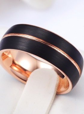 戒指男ins潮玫瑰金指环高级感