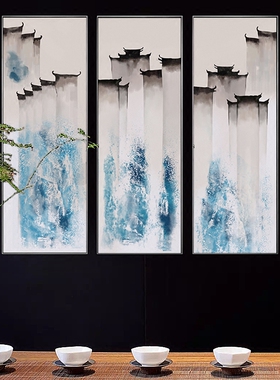 沙发背景墙有框新中式风装饰画