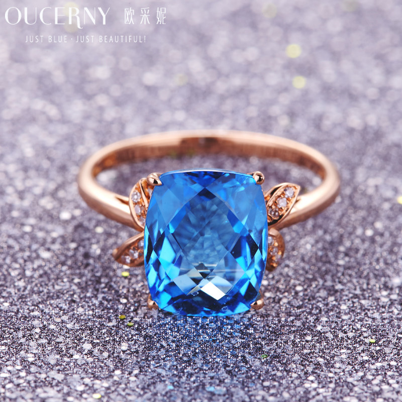 欧采妮18k玫瑰金镶嵌托帕石戒指 oucerny欧采妮手饰