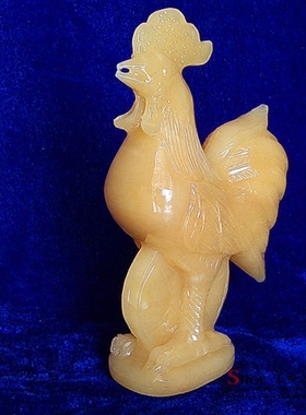 天然玉石金鸡报晓风水酒柜装饰品