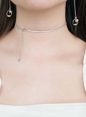 925纯银韩国个性锆石锁骨链女
