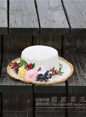 草帽女夏大檐遮阳帽防晒太阳帽子