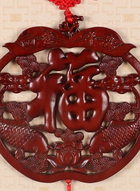 天程挂件扇形中国结玄关东阳木雕