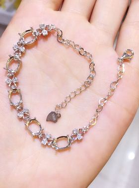 纯银玫瑰金成品主石手链