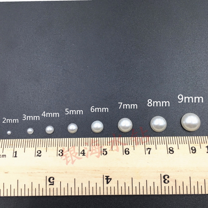 3件包邮半面仿珍珠半圆平底圆形珠米白色珠贴片diy手工发饰珠混装-图0