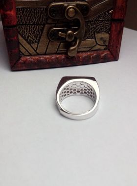 925银镀白金光面活口重叠戒指托