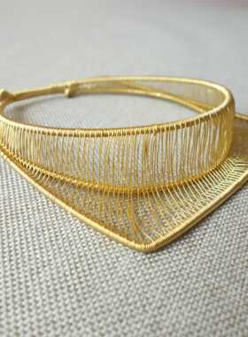 定制复古风纯黄铜立体手镯子臂环